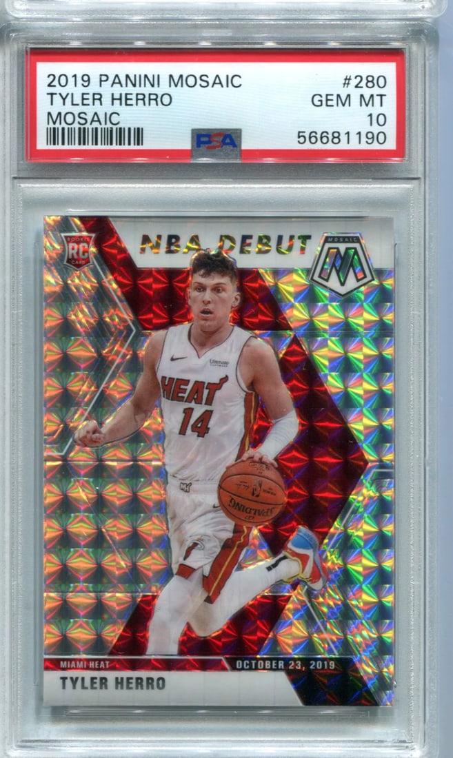 Card Tyler Herro 2019 Panini Mosaic #280 PSA GEM MT 10: Card Tyler Herro 2019 Panini Mosaic #280 PSA GEM MT 10 This listing features Card Tyler Herro 2019 Panini Mosaic #280 PSA GEM MT 10. Item specifics are provided below. Item Specifics: Brand: