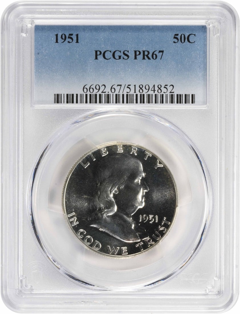 PCGS 1951 Franklin Silver Half Dollar PR67 (1 of 3)