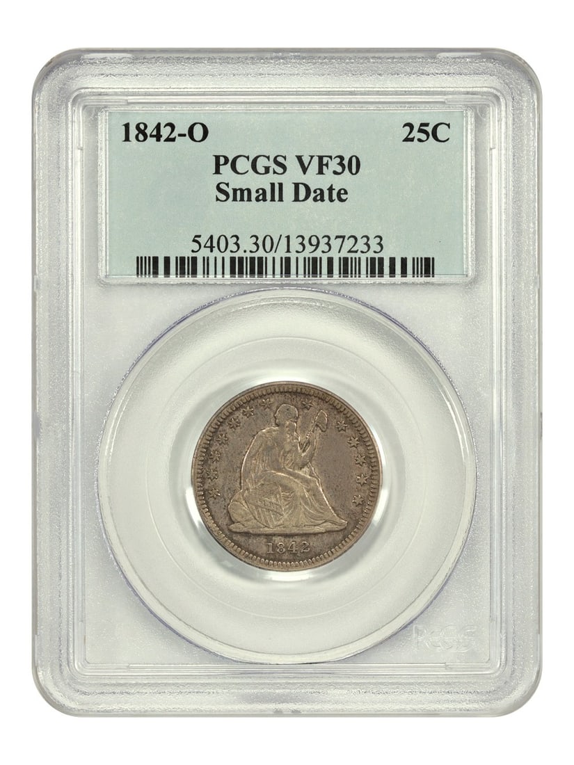 Liberty Seated Quarter - 1842-O 25C PCGS VF30 (Small Date) (1 of 4)