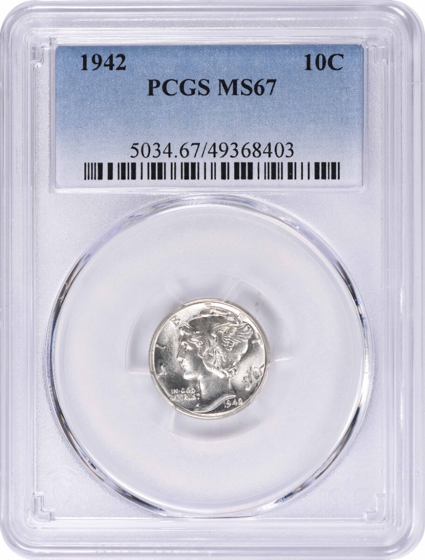 PCGS 1942 Mercury Silver Dime MS67 (1 of 1)