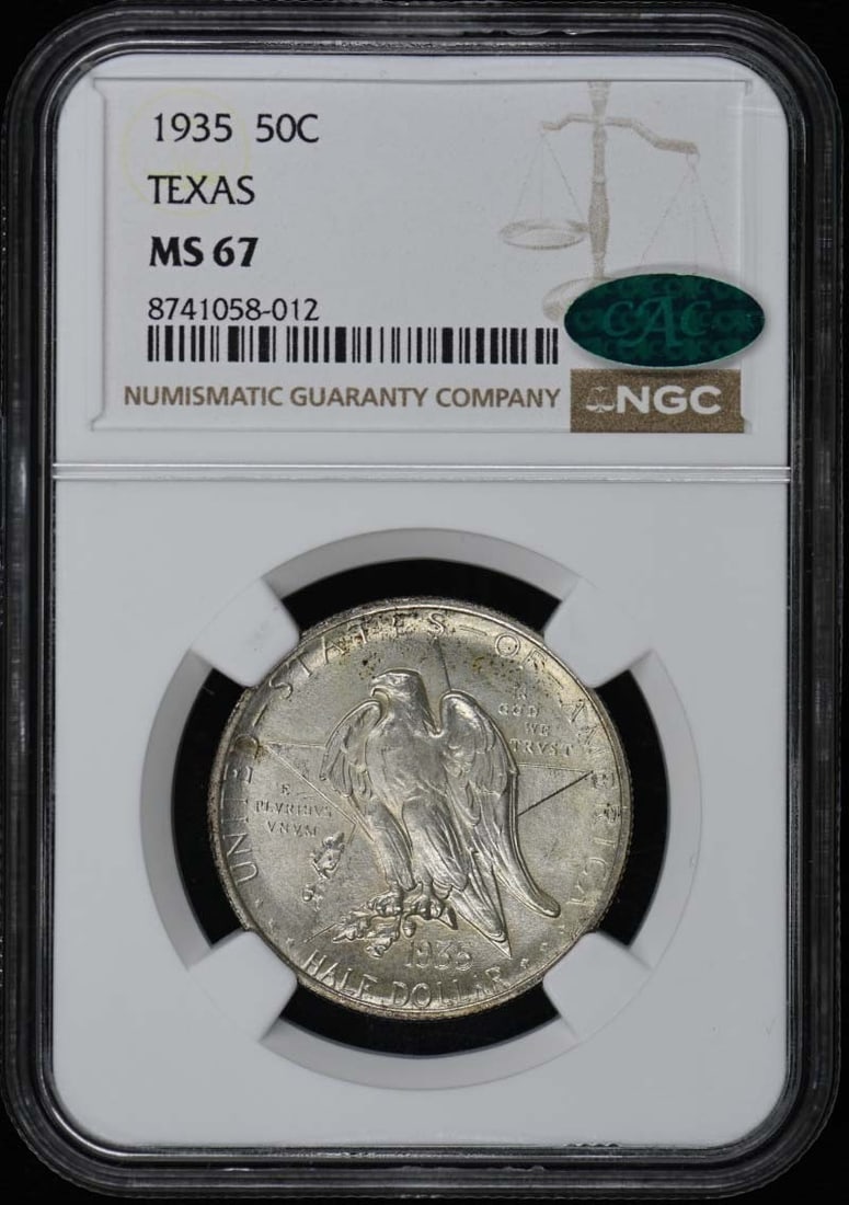 (CAC) TEXAS 1935 Silver Commemorative 50C NGC MS67 (1 of 1)