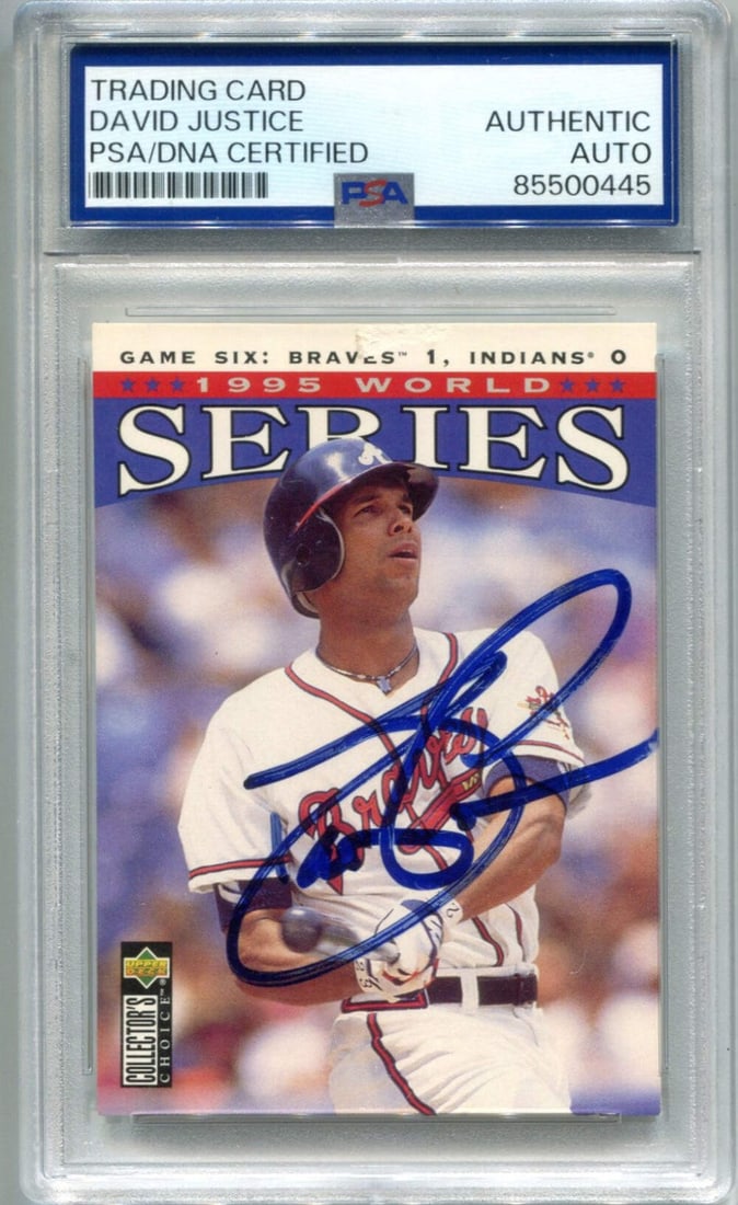 AUTH David Justice 1995 Upper Deck #394 World Series Card PSA (1 of 2)