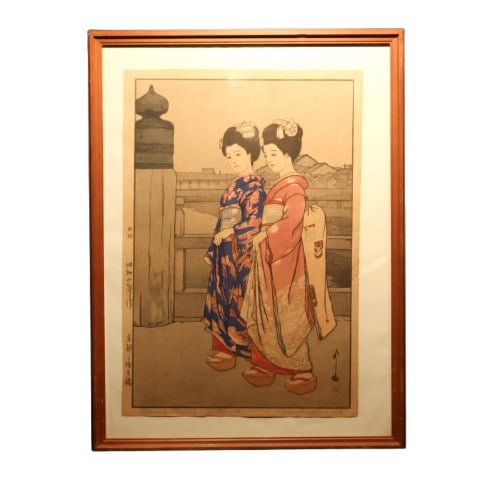 autographed - Hiroshi Yoshida "Kyoto Sanjo Ohashi Bridge" woodblock print - 1927 (1 of 11)