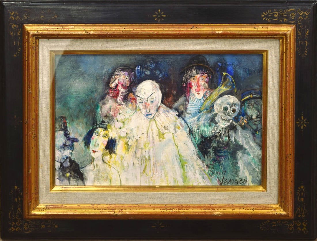 Framed Jean Jansem (France) Oil Painting Clown Pierrot la mort Signed 4F: Framed Jean Jansem (France) Oil Painting Clown Pierrot la mort Signed 4F This listing features Framed Jean Jansem (France) Oil Painting Clown Pierrot la mort Signed 4F. Item specifics are provided bel