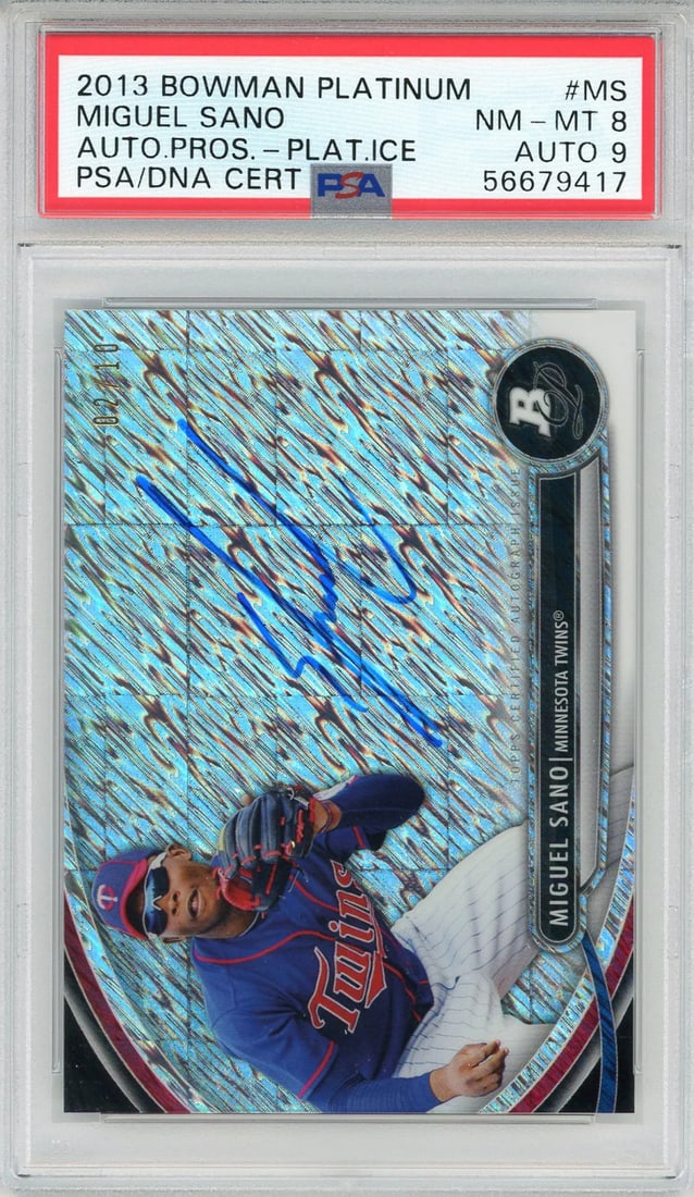 9) Miguel Sano Autographed 2013 Bowman Platinum Ice Card #MS (PSA 8/ (1 of 2)