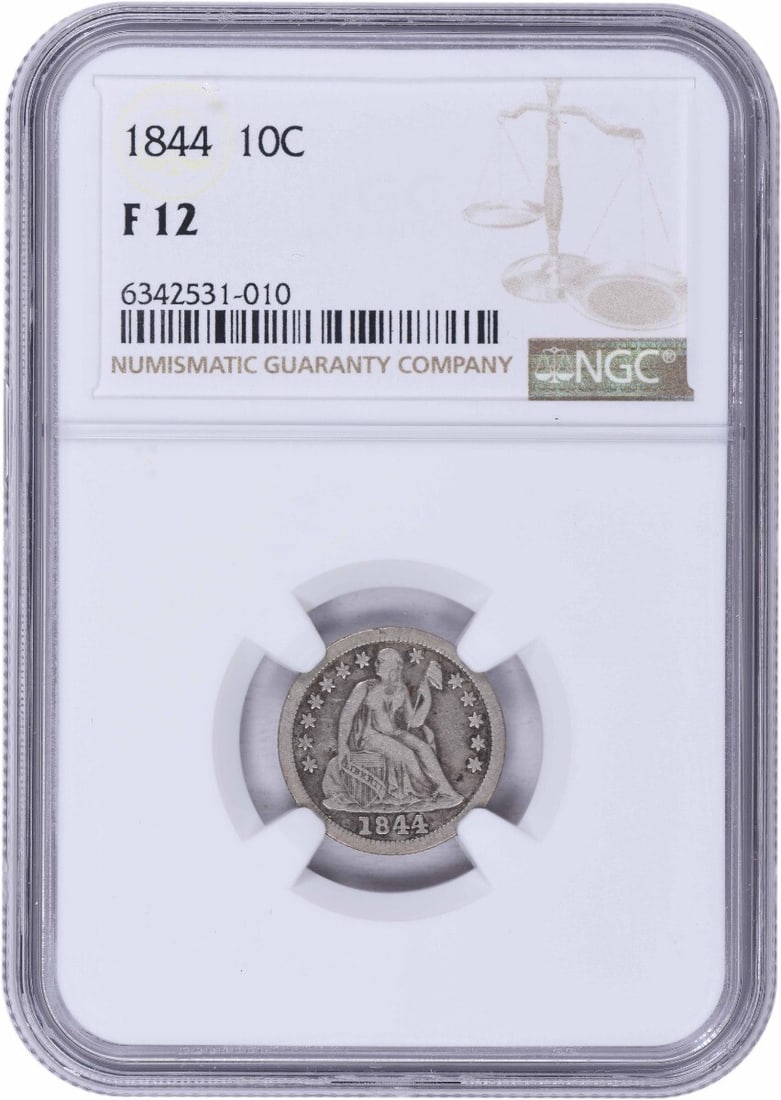 NGC 1844 Liberty Seated Silver Dime F12 (1 of 1)