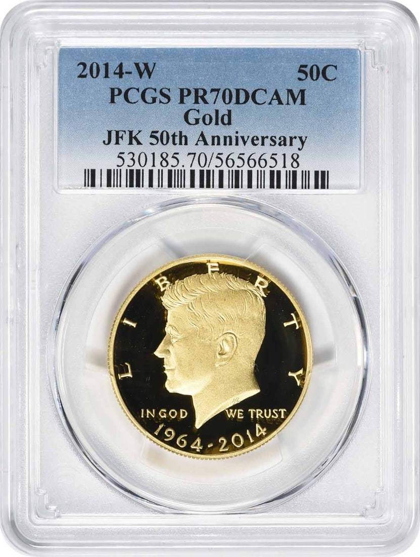 PCGS 2014-W Kennedy Gold Half Dollar 50th Anniversary PR70DCAM (1 of 1)