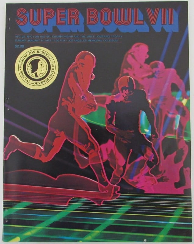 Redskins 1973 Super Bowl VII Football Game Program Miami Dolphins vs. Washington (1 of 5)