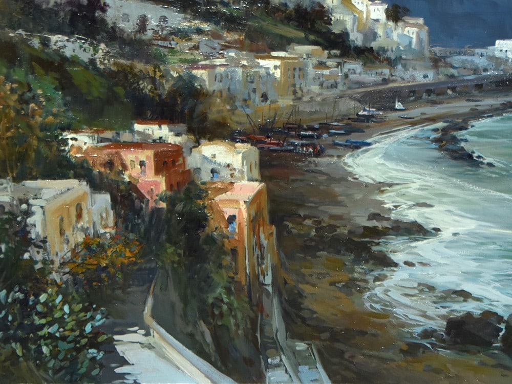 Framed Claudio Simonetti Oil Painting Amalfi Coast Italian Seascape Signed - 5