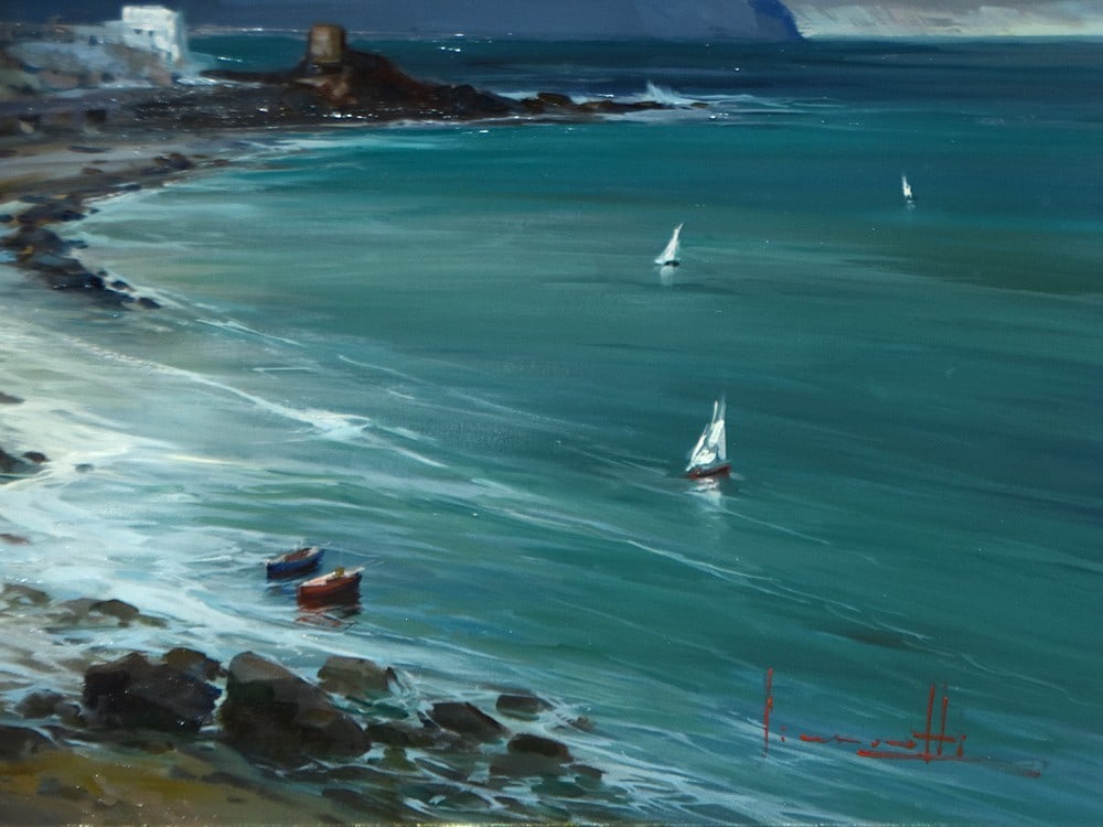 Framed Claudio Simonetti Oil Painting Amalfi Coast Italian Seascape Signed - 6