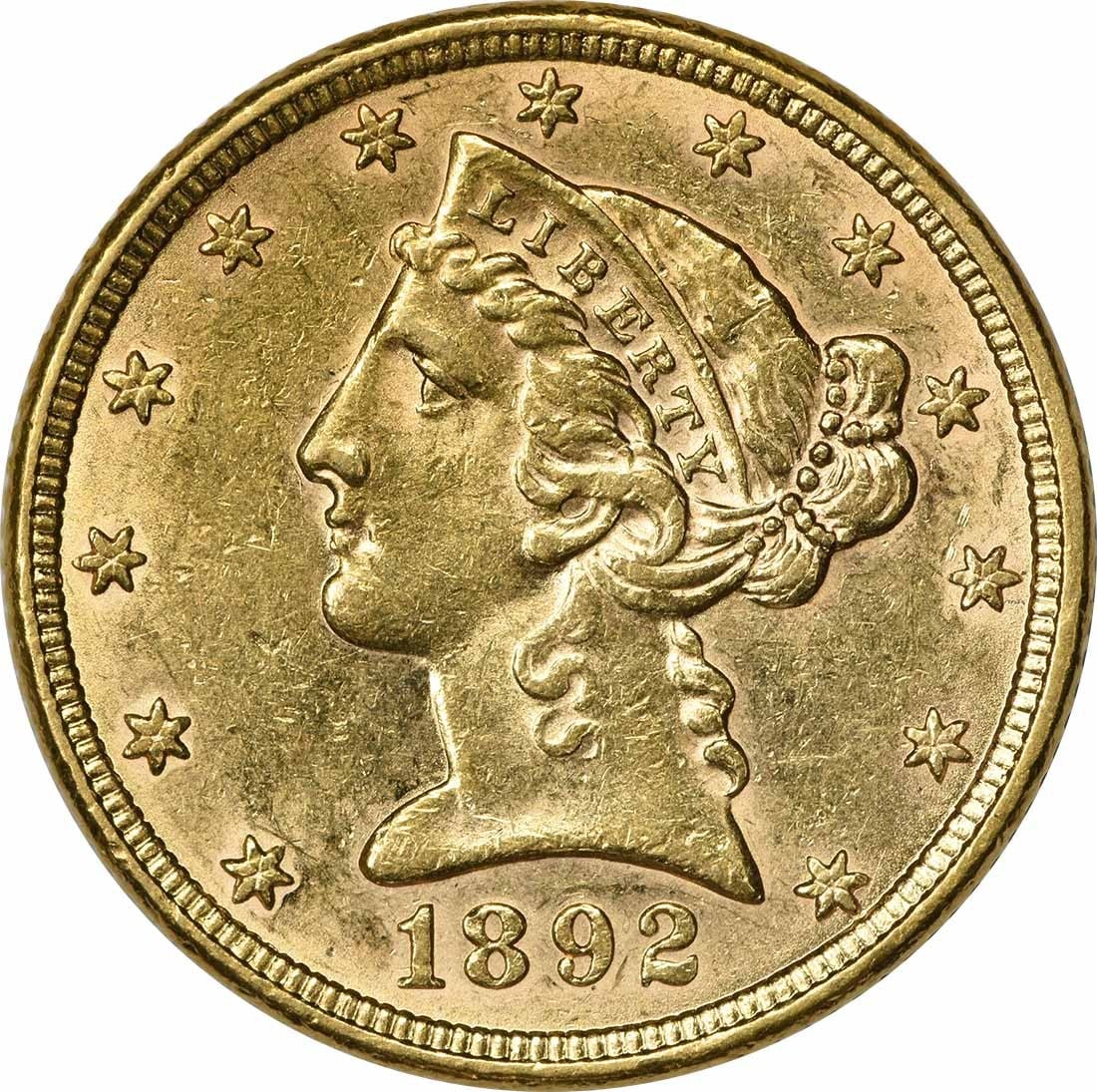 Uncertified 1892 $5 Gold Liberty Head AU Slider: Uncertified 1892 $5 Gold Liberty Head AU Slider This listing features Uncertified 1892 $5 Gold Liberty Head AU Slider. Item specifics are provided below. Item Specifics: Country Of Origin: United