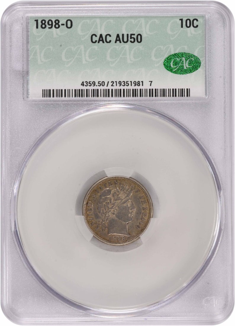 CACG 1898-O Barber Silver Dime AU50 (1 of 1)