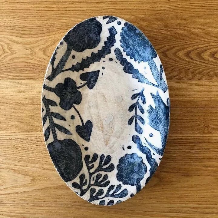 good MAKOTO KAGOSHIMA Oval Plate Floral Large Ceramic Japanese Tableware (1 of 10)