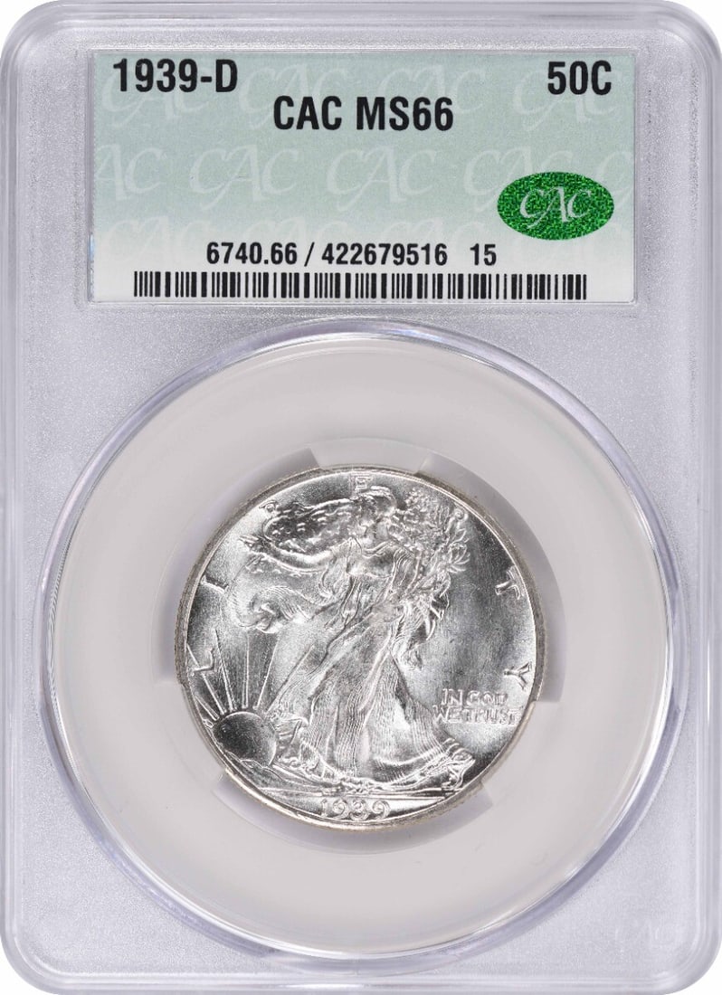 CACG 1939-D Walking Liberty Silver Half Dollar MS66: CACG 1939-D Walking Liberty Silver Half Dollar MS66 This listing features CACG 1939-D Walking Liberty Silver Half Dollar MS66. Item specifics are provided below. Item Specifics: Country Of Origin: