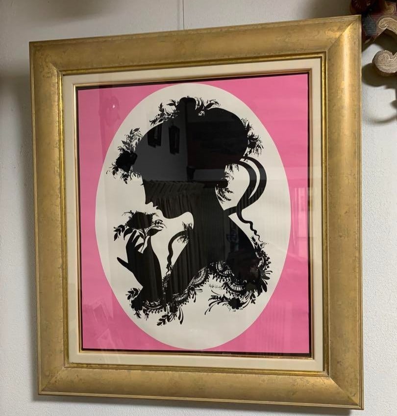 70x62cm Bjorn Wiinblad Vintage Silhouette Girl Silk Screen Poster Gold Frame: 70x62cm Bjorn Wiinblad Vintage Silhouette Girl Silk Screen Poster Gold Frame This listing features 70x62cm Bjorn Wiinblad Vintage Silhouette Girl Silk Screen Poster Gold Frame. Item specifics are prov