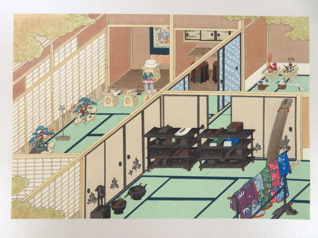 Book Antique Japanese Illustrations of Room Decorations Woodblock 15 Prints Art - 3