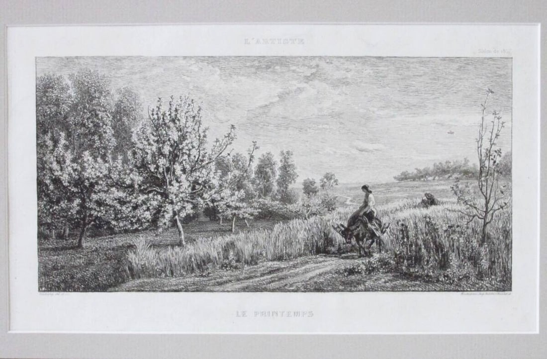 L'Artiste Charles Francois Daubigny (France) Original Etching Print 1857 Framed (1 of 7)