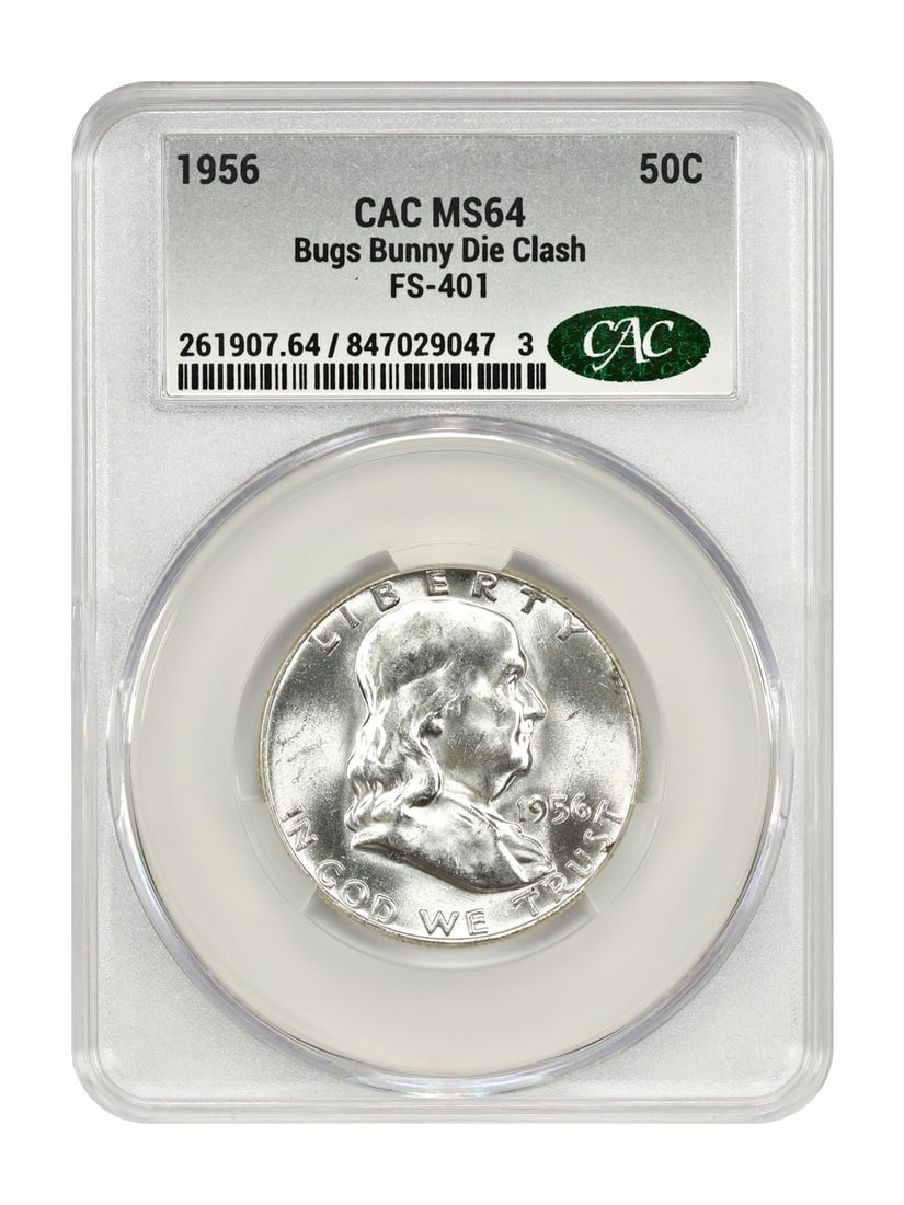 Franklin Half Dollar - 1956 50C CACG MS64 (Bugs Bunny, FS-401): Franklin Half Dollar - 1956 50C CACG MS64 (Bugs Bunny, FS-401) This listing features Franklin Half Dollar - 1956 50C CACG MS64 (Bugs Bunny, FS-401). Item specifics are provided below. Item Specifics: