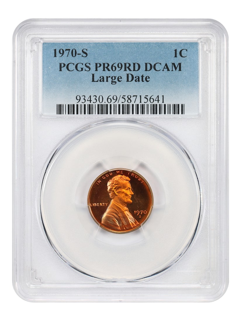 Lincoln Cent (Modern) - 1970-S 1C PCGS PR69RD DCAM (Large Date) (1 of 6)