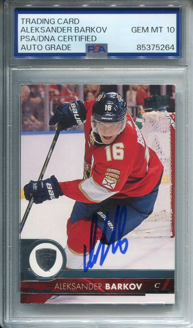 10 Aleksander Barkov Autographed Upper Deck Card PSA Auto Grade (1 of 2)