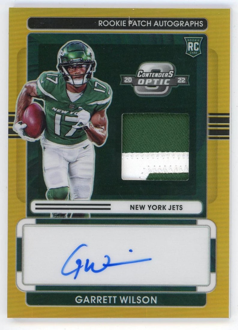 #RPA-G Garrett Wilson 2022 Panini Contender's Optics Rookie Patch Autographed RC (1 of 2)