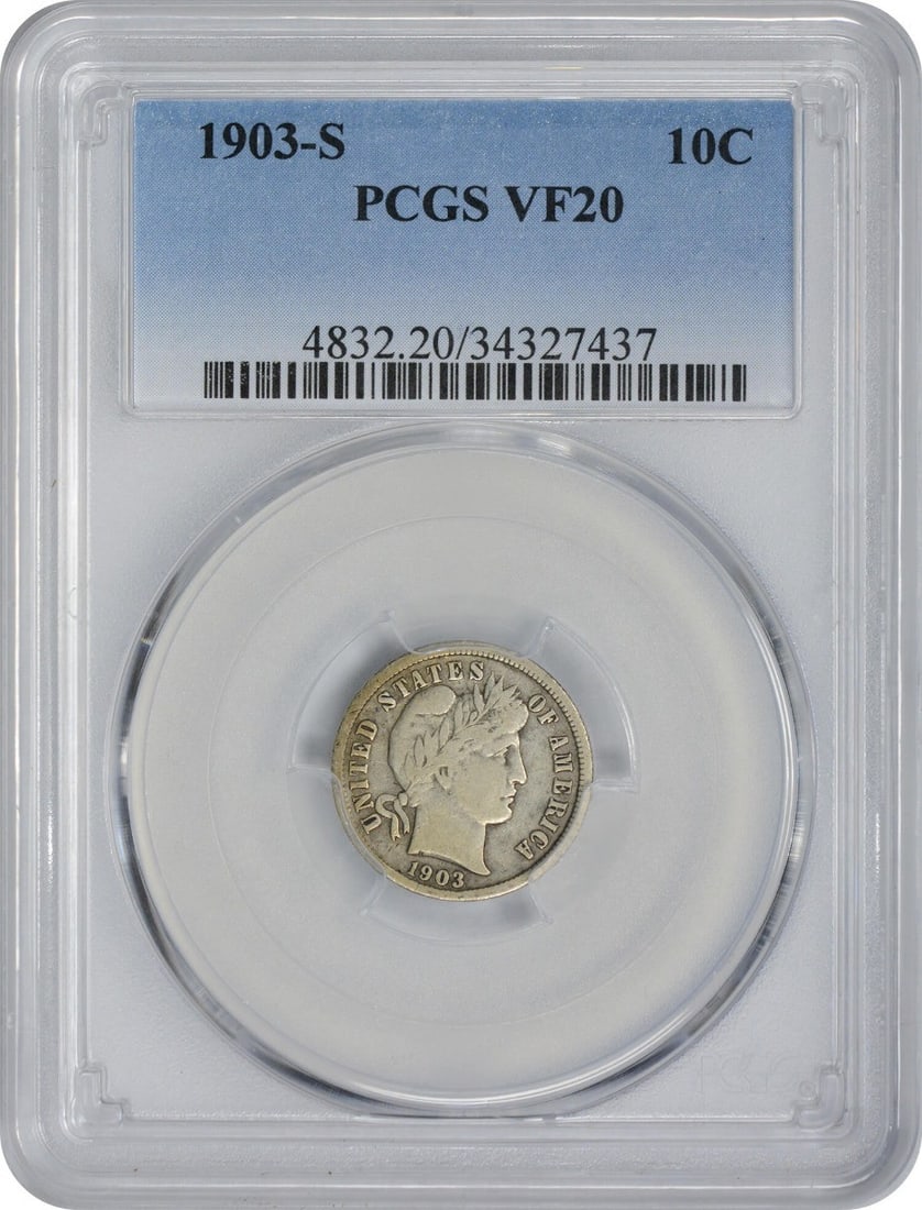 PCGS 1903-S Barber Silver Dime VF20 (1 of 2)