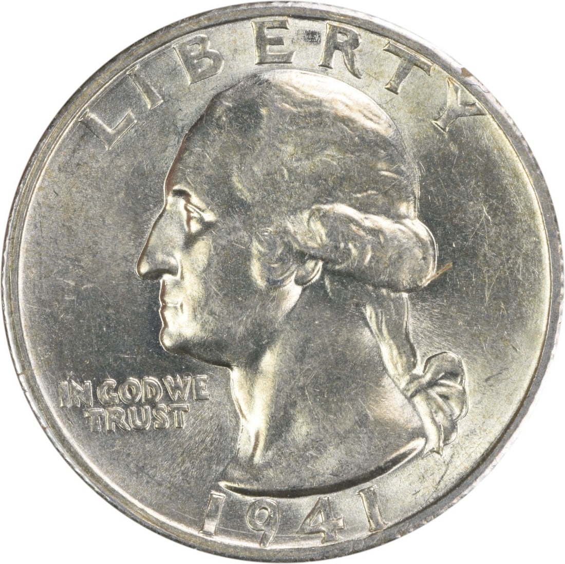 Uncertified 1941-S Washington Silver Quarter Large S FS-501 BU (1 of 2)