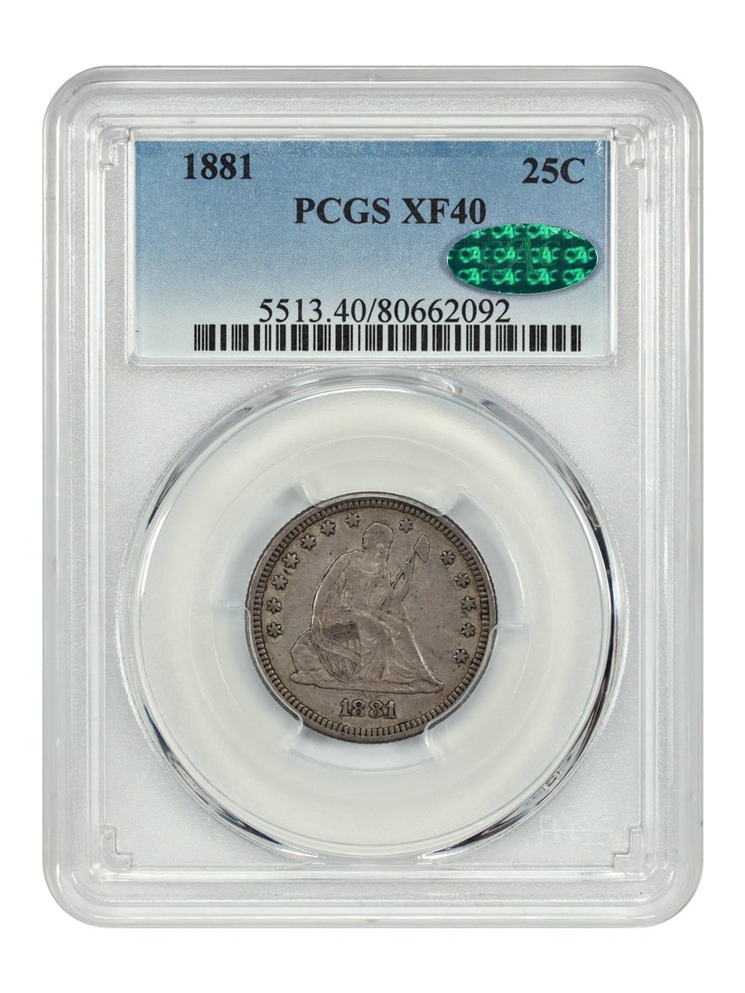 Liberty Seated Quarter - 1881 25C PCGS/ CAC XF40 (1 of 4)