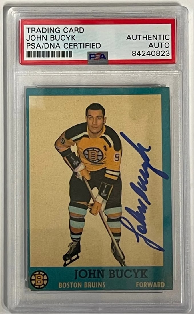 (PSA) Johnny Bucyk Autographed 1962-63 Topps Card #11 (1 of 2)