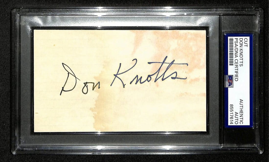197035 Don Knotts Signed/ Autographed Cut on 3x5 Card Actor "Barnie Fife" PSA/ DNA (1 of 1)