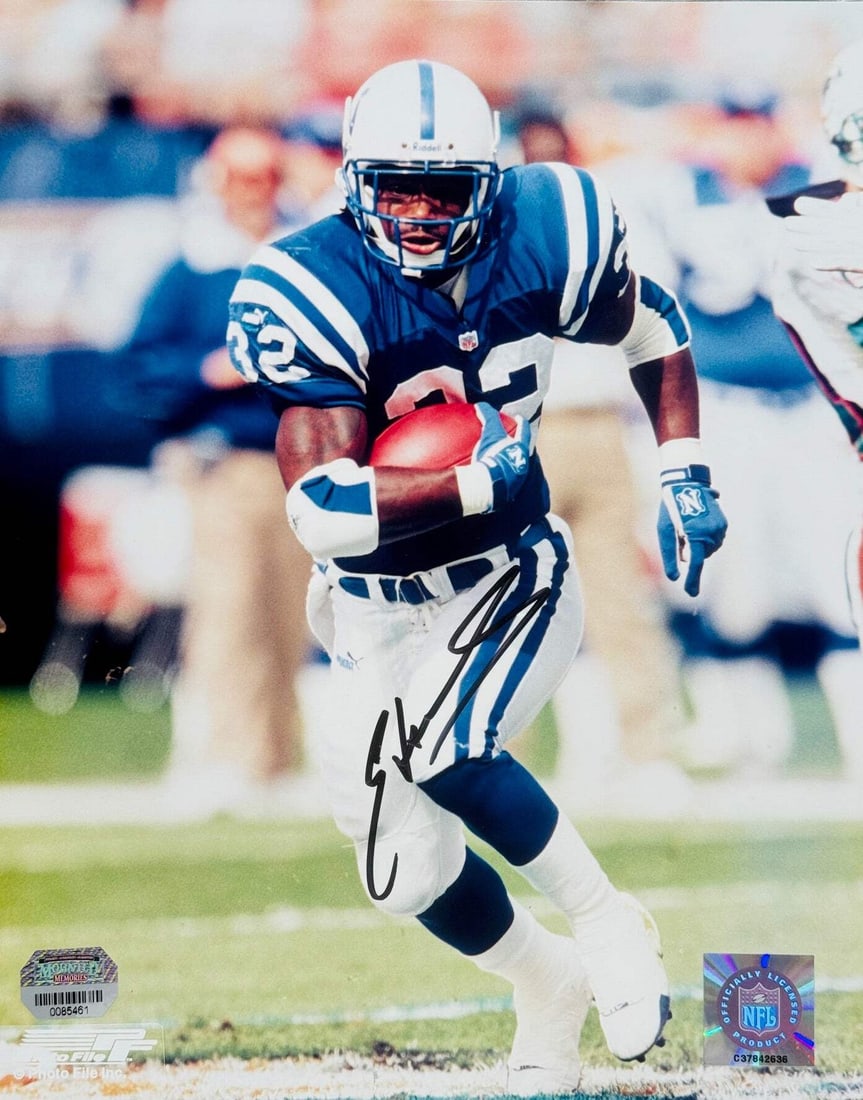 Memories) Edgerrin James Autographed 8x10 Football Photo (Mounted (1 of 1)
