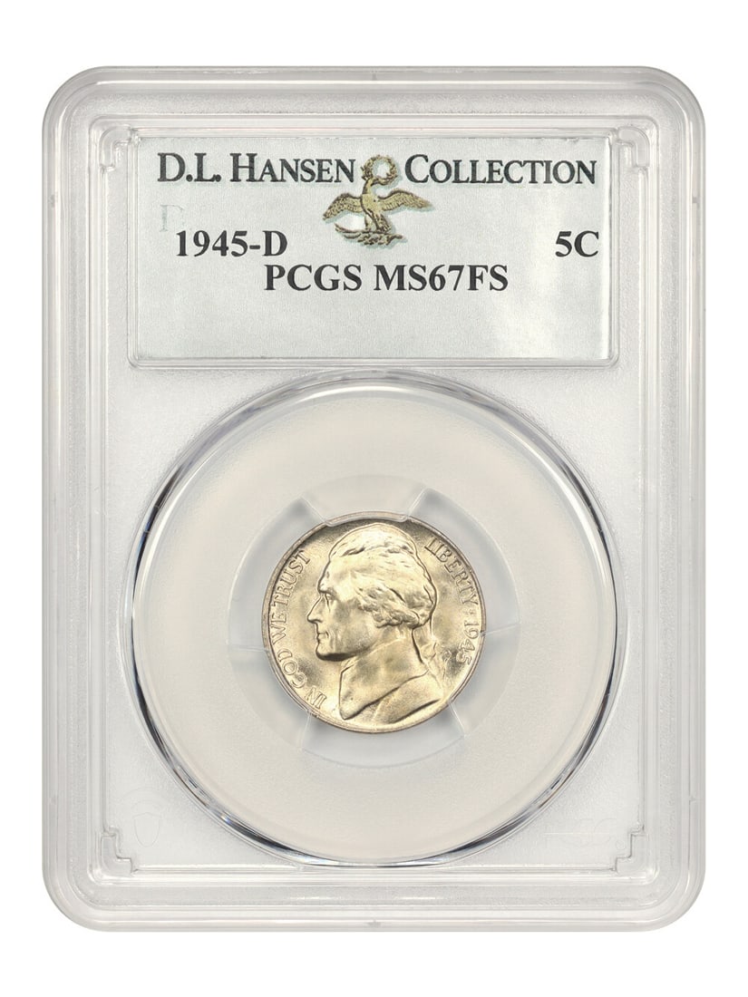 Hansen 1945-D 5c PCGS MS67 FS ex: D.L.: Hansen 1945-D 5c PCGS MS67 FS ex: D.L. This listing features Hansen 1945-D 5c PCGS MS67 FS ex: D.L.. Item specifics are provided below. Item Specifics: Certification: PCGS Certification Number: 711101