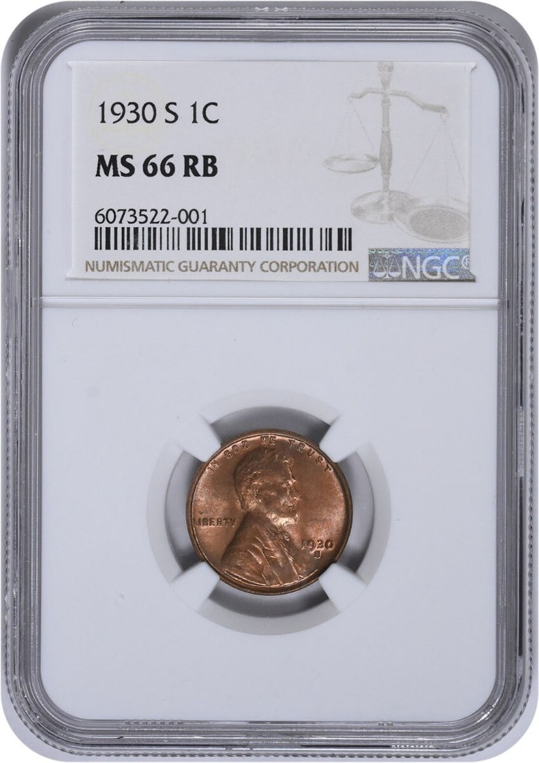 NGC 1930-S Lincoln Cent MS66RB (1 of 1)