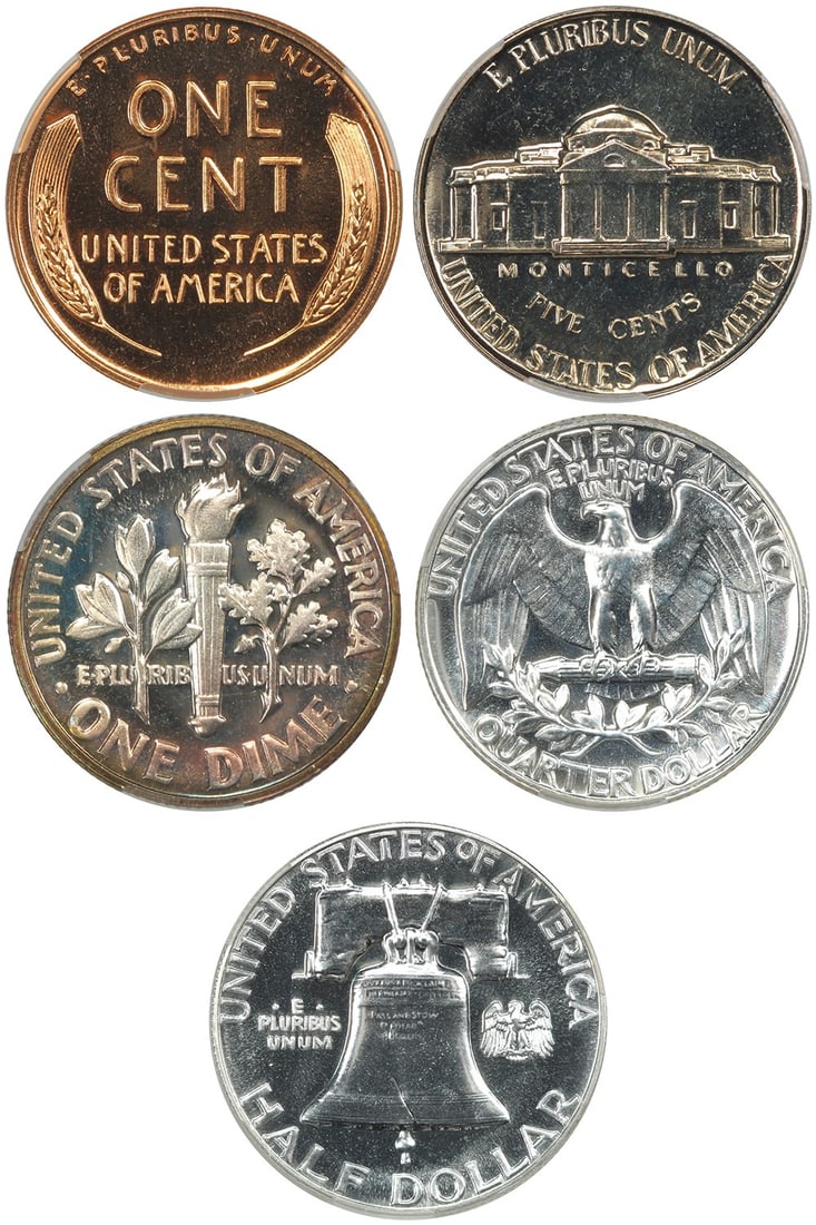 Proof Sets - 1958 Proof Set 1C-50C CACG PR65-66 - 4