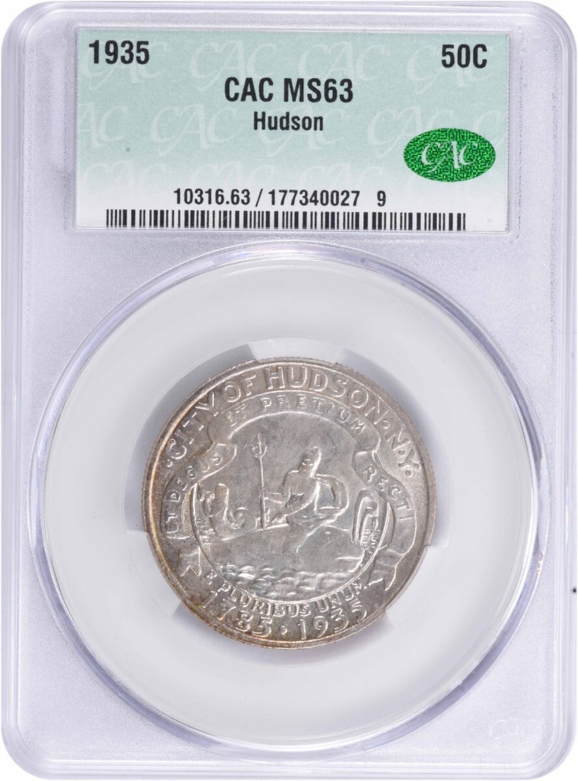 CACG Hudson Commemorative Silver Half Dollar 1935 MS63: CACG Hudson Commemorative Silver Half Dollar 1935 MS63 This listing features CACG Hudson Commemorative Silver Half Dollar 1935 MS63. Item specifics are provided below. Item Specifics: Country Of