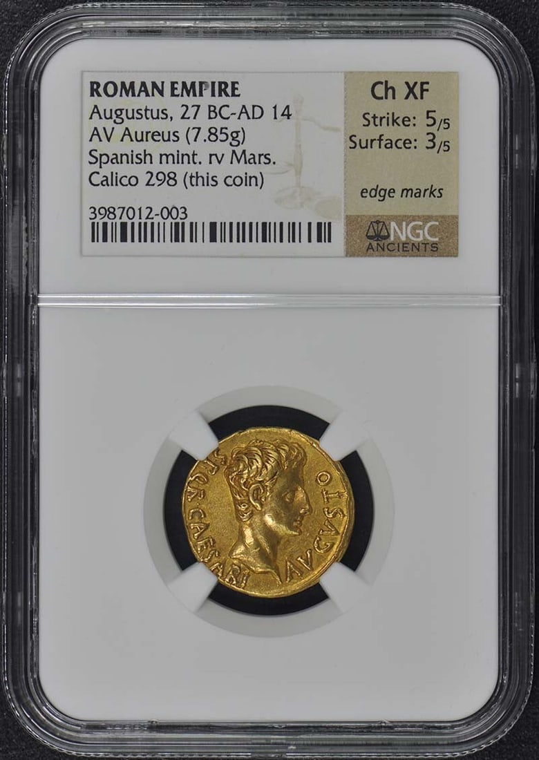 27 BC-AD 14 ROMAN EMPIRE AV Aureus NGC XF45 - Augustus (1 of 3)