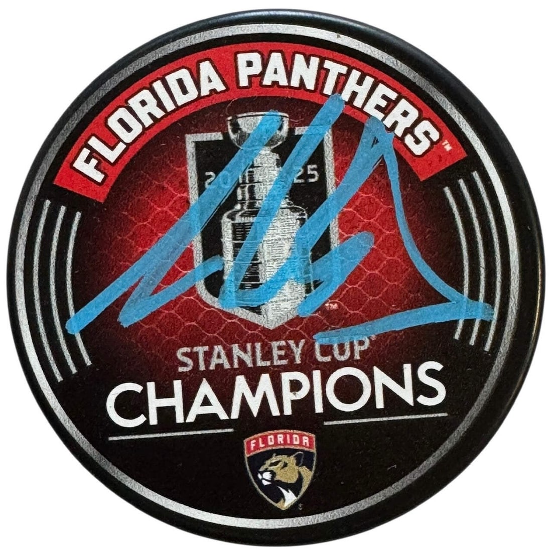 Witne Aaron Ekblad Autographed 2025 Stanley Cup Champions Official Puck (Beckett (1 of 2)