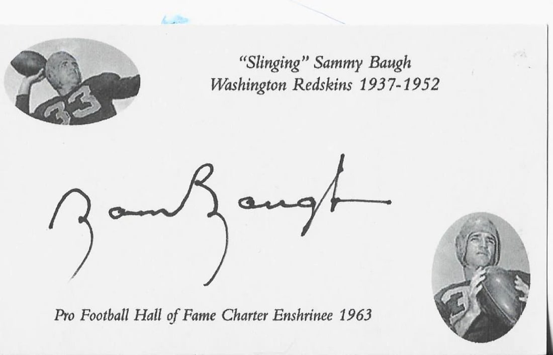 (JSA) Sammy Baugh Autographed 3 by 5 (1 of 3)