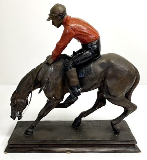 19th Pierre Jules Mene (France) 23in Bronze Sculpture Horse Racing Jockey Signed: 19th Pierre Jules Mene (France) 23in Bronze Sculpture Horse Racing Jockey Signed This listing features 19th Pierre Jules Mene (France) 23in Bronze Sculpture Horse Racing Jockey Signed. Item specifics
