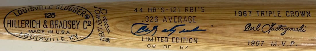 (Beckett) Carl Yastrzemski Autographed Louisville Slugger Bat - 2