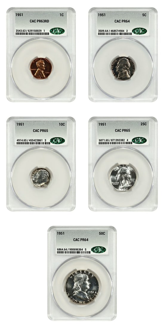 Better Date Proof Set - 1951 1C-50C Proof Set CACG PR63-65 - Proof Sets (1 of 4)