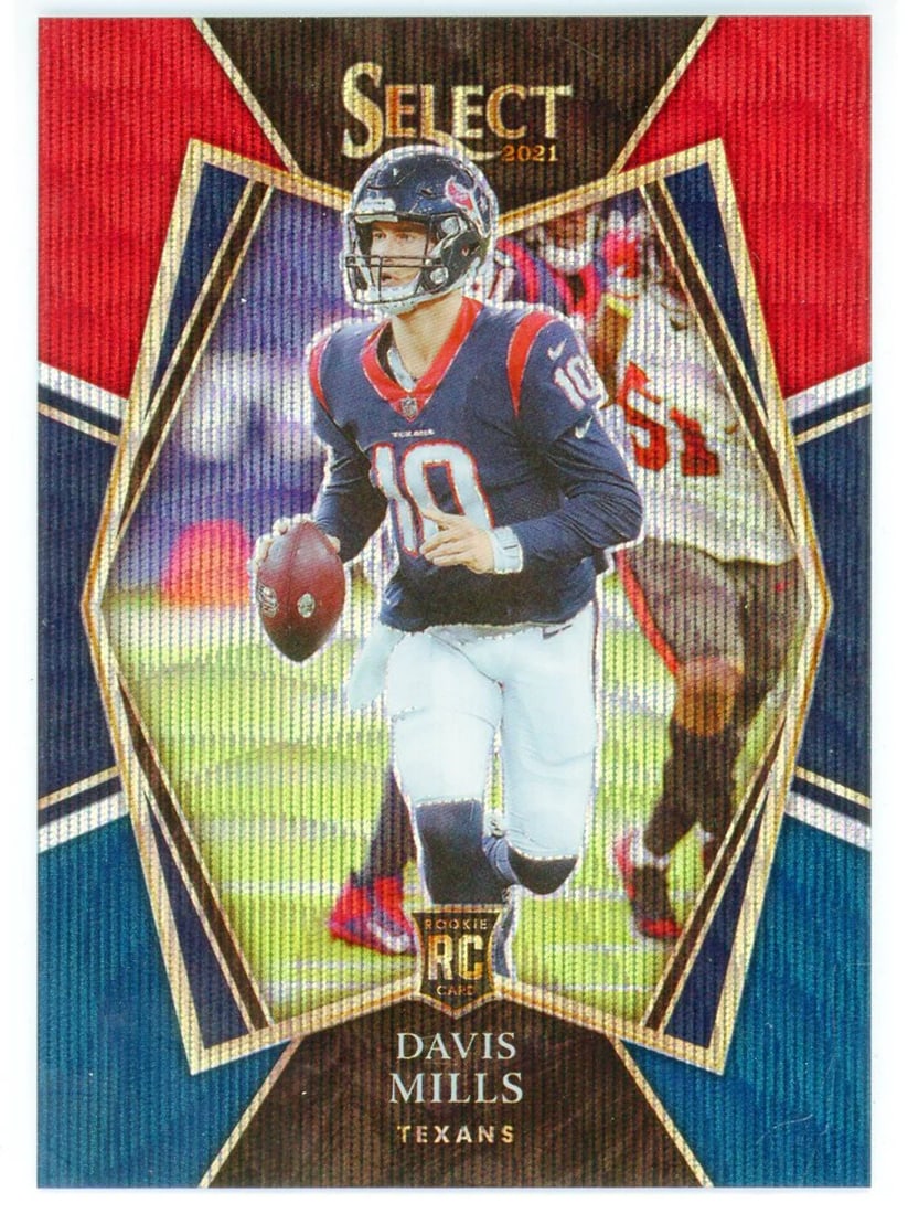 #165 Davis Mills 2021 Panini Select Red/ Blue Prizm Rookie Card (1 of 2)