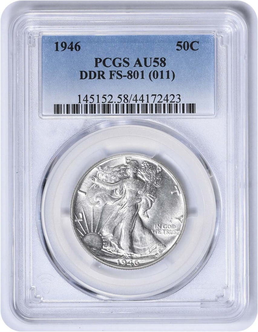 PCGS 1946 Walking Liberty Half Dollar DDR FS-801 AU58: PCGS 1946 Walking Liberty Half Dollar DDR FS-801 AU58 This listing features PCGS 1946 Walking Liberty Half Dollar DDR FS-801 AU58. Item specifics are provided below. Item Specifics: Country Of Origin: