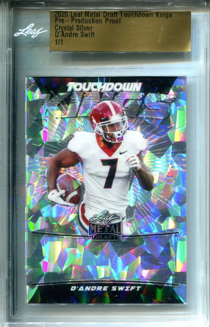 1 D'Andre Swift 2020 Leaf Metal Draft Crystal Silver Production Proof 1/ (1 of 1)