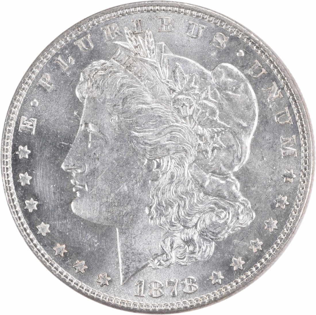 Uncertified 1878 Morgan Silver Dollar 7/ 8TF BU (1 of 2)