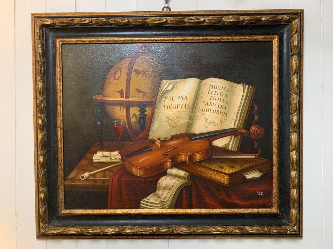 Life Muzio Carli -Violino Original Oil Painting on Canvas COA Italy Violin Still (1 of 17)