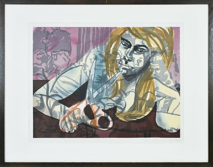 print David Salle "Portrait with Scissons and Nightclub" 1987 woodblock (1 of 10)