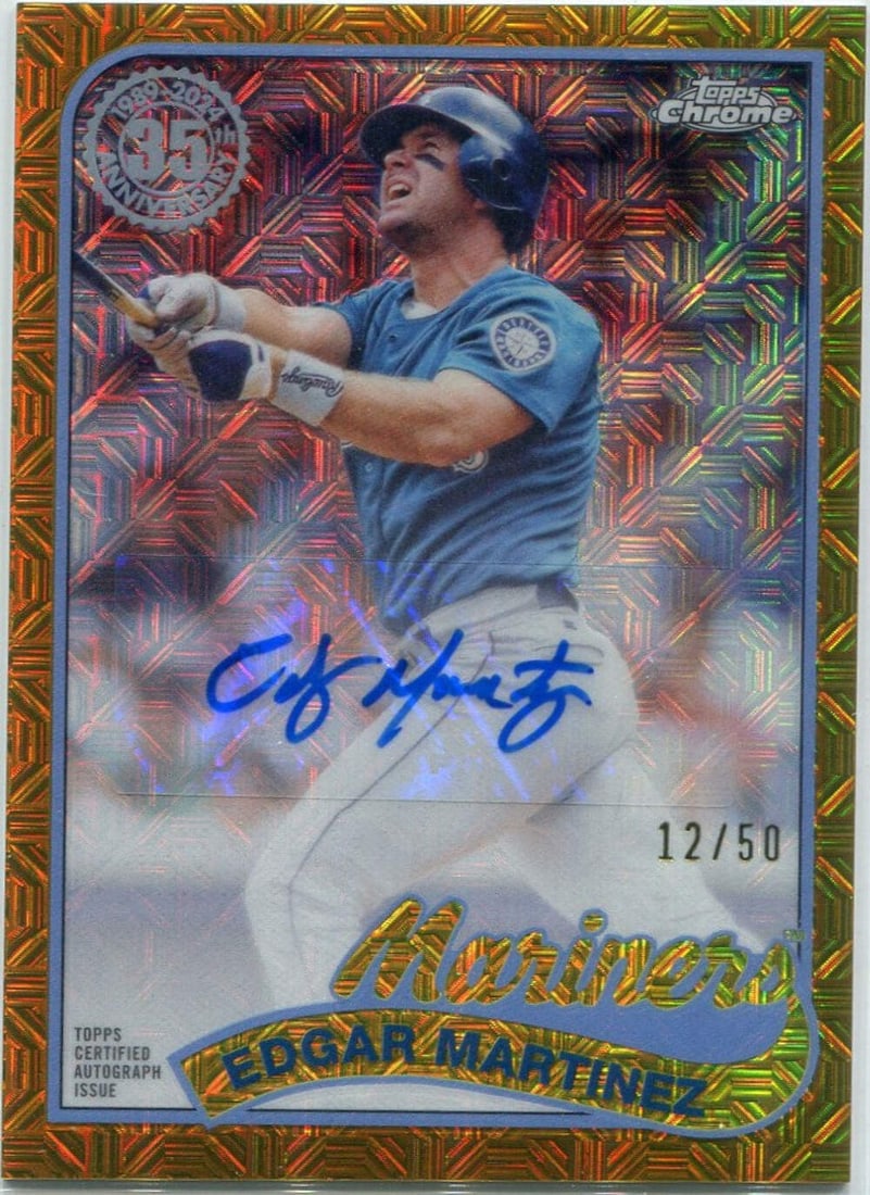#2T89 Edgar Martinez Autographed 2024 Topps Chrome 1989 Gold MOJO Refractor Card (1 of 2)