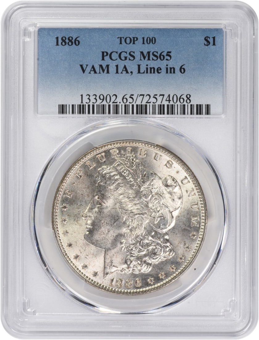 PCGS 1886 VAM 1A Morgan Silver Dollar Line in 6 MS65: PCGS 1886 VAM 1A Morgan Silver Dollar Line in 6 MS65 This listing features PCGS 1886 VAM 1A Morgan Silver Dollar Line in 6 MS65. Item specifics are provided below. Item Specifics: Certification: