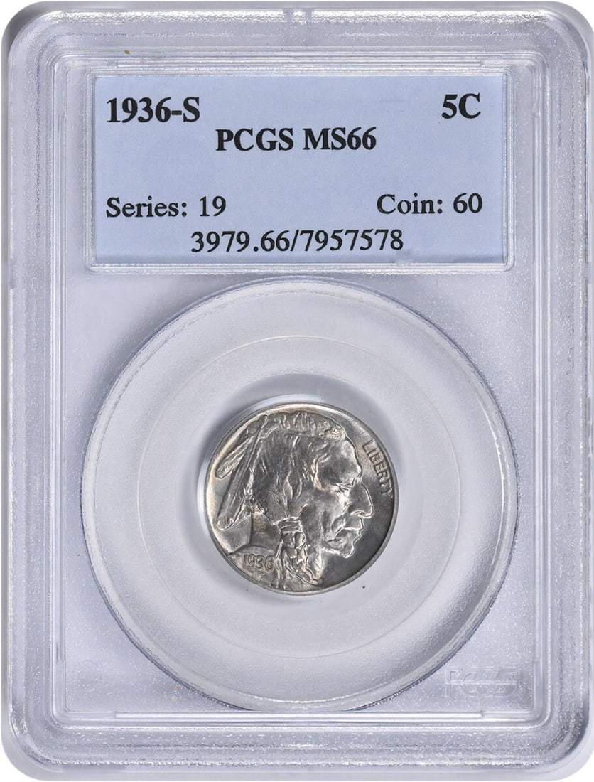 PCGS 1936-S Buffalo Nickel MS66 (1 of 1)